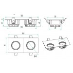 Foco Cuadrado empotrar Konica 190x95mm, para Lámpara GU10/MR16